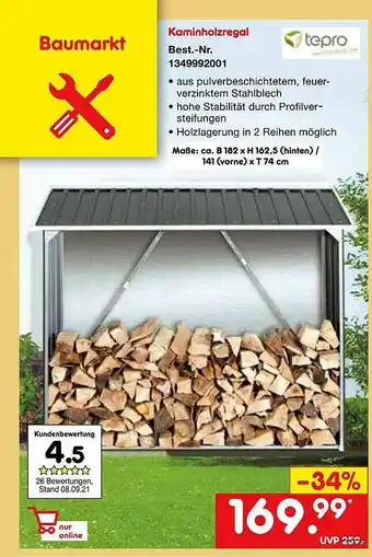 Netto Marken-Discount Kaminholzregal Tepro Angebot