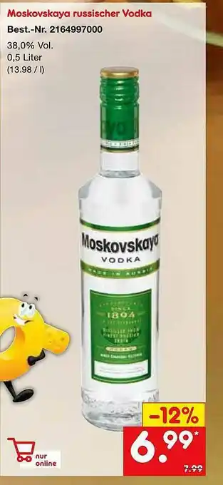 Netto Marken-Discount Moskovskaya Russischer Vodka Angebot