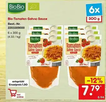 Netto Marken-Discount Biobio Bio-tomaten-sahne-sauce Angebot