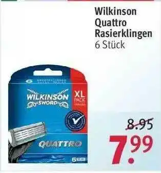 Rossmann Wilkinson Quattro Rasierklingen Angebot