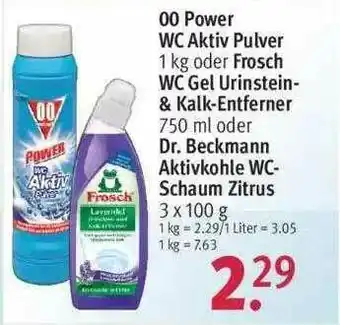 Rossmann 00 Power Wc Aktiv Pulver Oder Frosch Wc Gel Urinstein- & Kalk-entferner Oder Dr Beckmann Aktivkohle Wc-schaum Zitrus Angebot