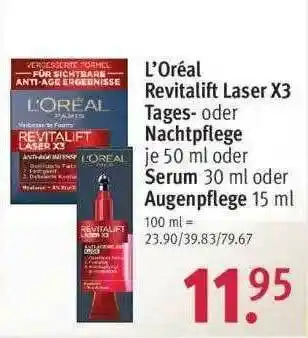 Rossmann L'oréal Revitalift Laser X3 Tages- Oder Nachtpflege Oder Serum Oder Augenpflege Angebot