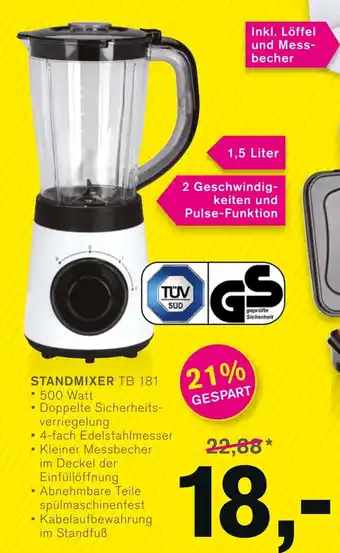 KODi TECTRO STANDMIXER TB 181 Angebot