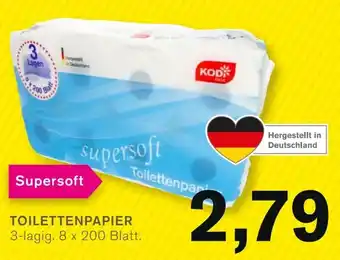 KODi TOILETTENPAPIER 3-lagig. 8 x 200 Blatt. Angebot