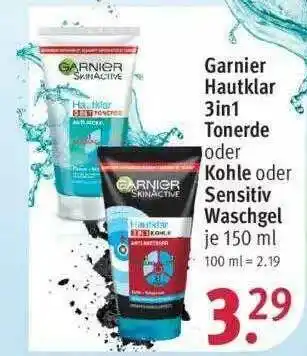 Rossmann Garnier Hautklar 3in1 Tonerde Oder Kohle Oder Sensitive Waschgel Angebot