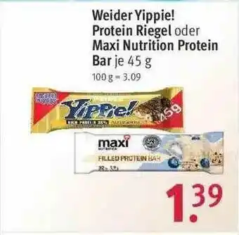 Rossmann Weider Yippie! Protein Riegel Oder Maxi Nutrition Protein Bar Angebot