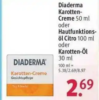 Rossmann Diaderma Karottencreme Oder Hautfunktions öl Citro Oder Karotten-öl Angebot