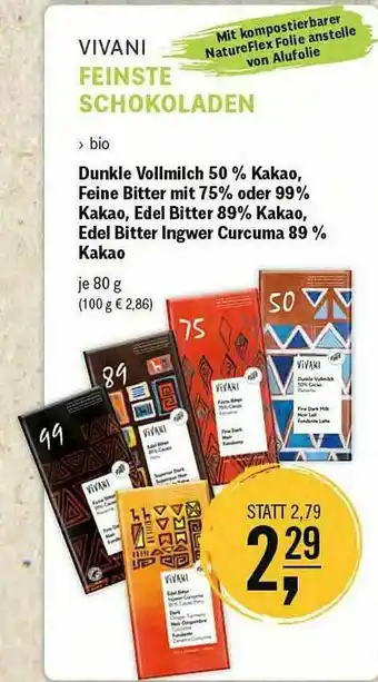 Reformhaus Bacher Vivani Feinste Schokoladen Angebot