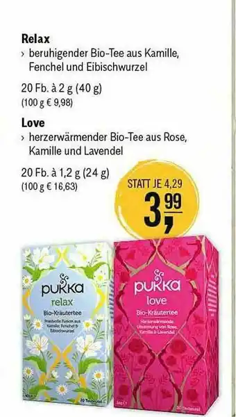 Reformhaus Bacher Pukka Relax, Love Angebot