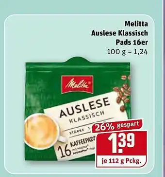 REWE Melitta Auslese Klassisch Pads 16er Angebot