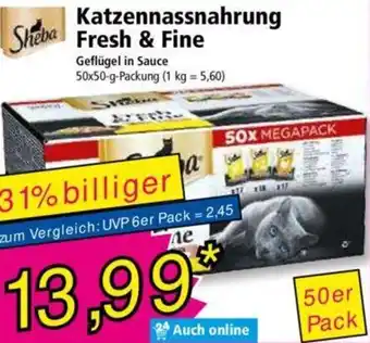 Norma Sheba Katzennassnahrung Fresh & Fine 50x50 g Packung Angebot