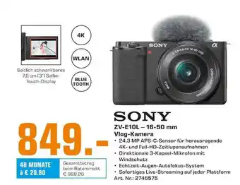 Saturn Sony Zv-e10l - 16-50 Mm Vlog-kamera Angebot