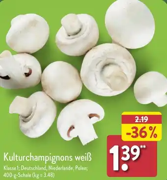 Aldi Nord Kulturchampignons weiß 400 g Schale Angebot