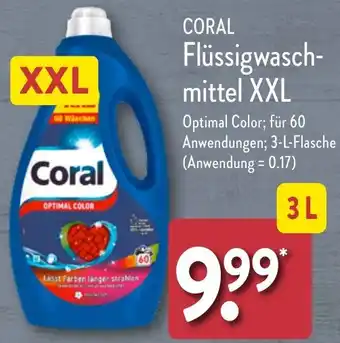 Aldi Nord CORAL Flüssigwaschmittel XXL 3 L Flasche Angebot