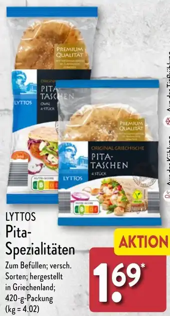 Aldi Nord LYTTOS Pita Spezialitäten 420 g Packung Angebot