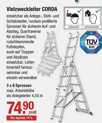 V Baumarkt Vielzweckleiter Corda Angebot