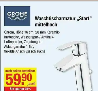 V Baumarkt Grohe Waschtischarmatur „start” Mittelhoch Angebot