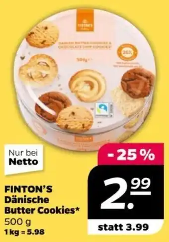 NETTO FINTON'S Dänische Butter Cookies 500 g Angebot