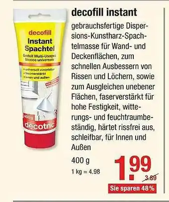 V Baumarkt Decofill Instant Angebot