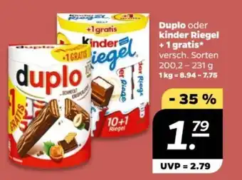 NETTO Duplo oder kinder Riegel + 1 gratis* versch. Sorten 200,2 - 231 g Angebot