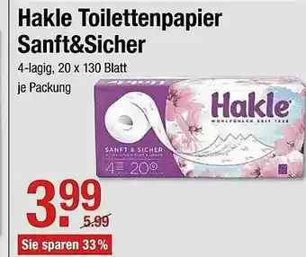 V Markt Hakle Toilettenpapier Sanft&sicher Angebot