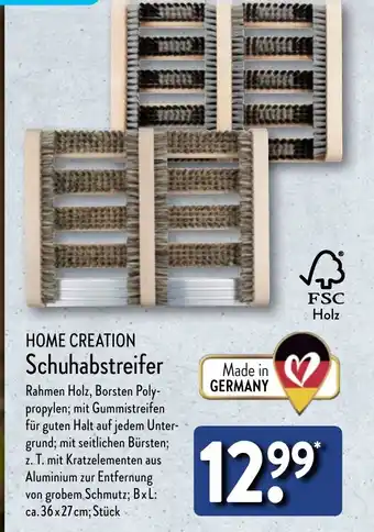 Aldi Nord HOME CREATION Schuhabstreifer FSC Angebot