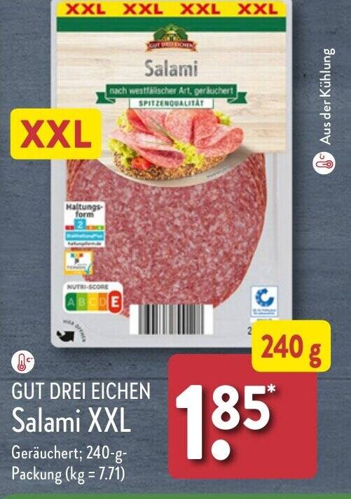 GUT DREI EICHEN Salami XXL 240 g Packung Angebot bei Aldi Nord