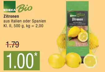 Marktkauf Zitronen 500 aus Italien oder Spanien KI. II, 500 g, kg = 2,00 Angebot