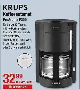 V Markt Kaffeeautomat Proaroma F309 Angebot