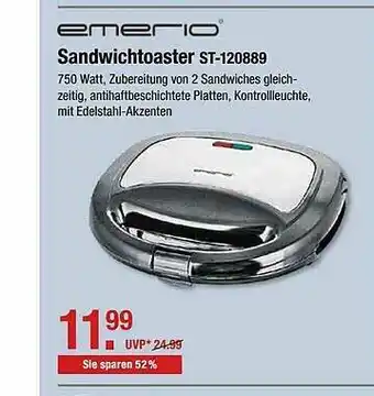 V Markt Emerio Sandwichtoaster St-120889 Angebot