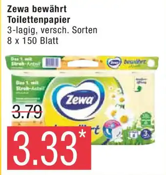 Marktkauf Zewa bewährt Toilettenpapier 3-lagig, versch. Sorten 8 x 150 Blatt Angebot