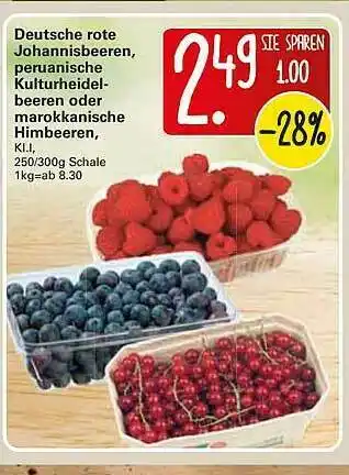 WEZ Deutsche Rote Johannisbeeren, Peruanische Kulturheidelbeeren Oder Marokkanische Himbeeren Angebot