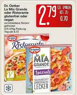 WEZ Dr.oetker La Mia Grande Oder Ristorante Glutenfrei Oder Vegan Angebot