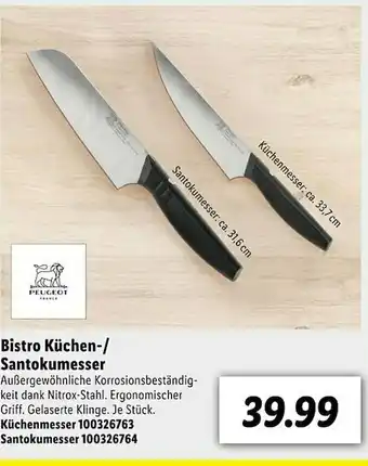 Lidl Peugeot Bistro Küchen- Santokumesser Angebot