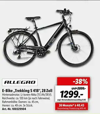 Lidl Allegro E-bike „trekking S 418” Angebot