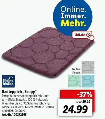 Lidl Kleine Wolke Badteppich „soapy” Angebot