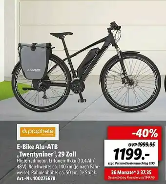 Lidl Prophete E-bike Alu-atb „twentyniner” 29 Zoll Angebot