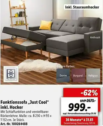 Lidl Funktionssofa „just Cool” Inkl. Hocker Angebot