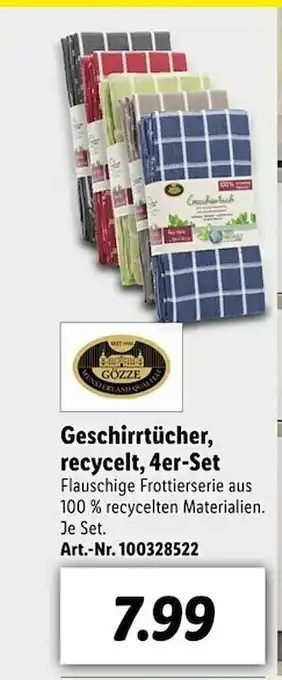 Lidl Gözze Geschirrtücher Recycelt 4er-set Angebot