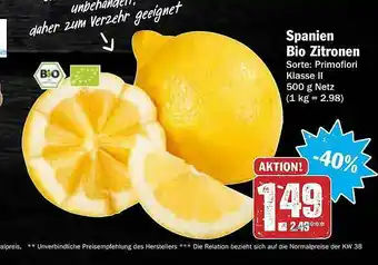 AEZ Spanien Bio Zitronen Angebot