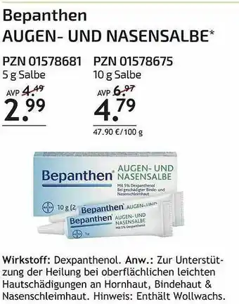 Aliva Bepanthen Augen- Und Nasensalbe Angebot