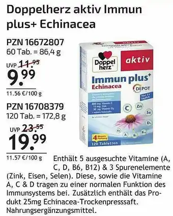 Aliva Doppelherz Aktiv Immun Plus+ Echinacea Angebot