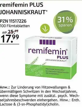 Aliva Remifemin Plus Johanniskraut Angebot