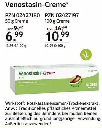 Aliva Venostasin-creme Angebot