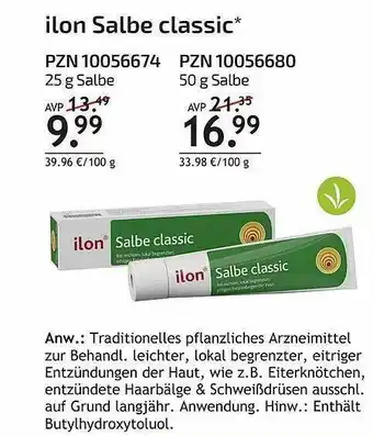 Aliva Ilon Salbe Classic Angebot