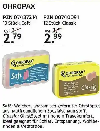 Aliva Ohropax Angebot