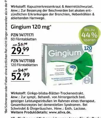 Aliva Gingium 120 Mg Angebot