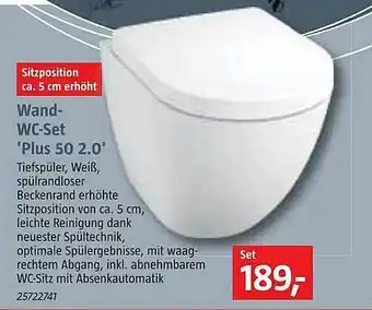 Bauhaus Wand-wc-set 'plus 50 2.0' Angebot