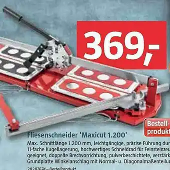 Bauhaus Fliesenschneider 'maxicut 1.200' Angebot