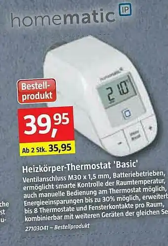 Bauhaus Heizkörper-thermostat 'basic' Angebot